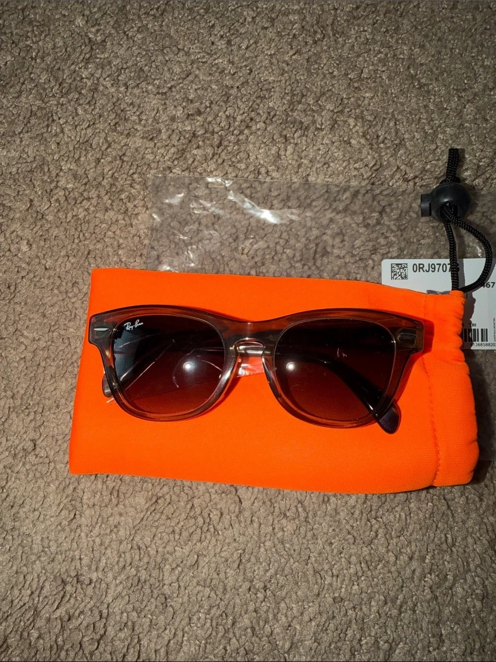 NWT Ray-Ban Youth Transparent Green Grey Gradient Sunglasses 0RJ9707S